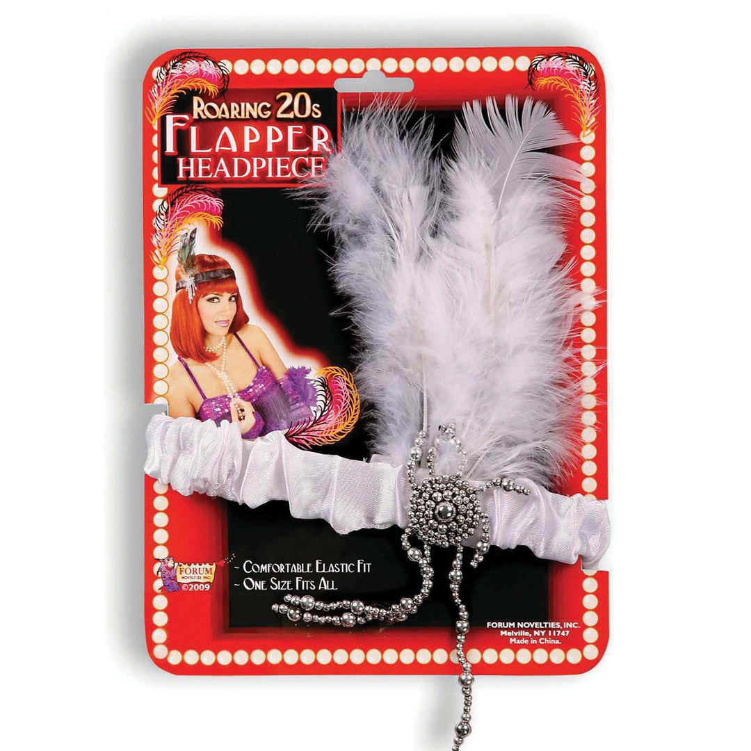 Flapper Headband White Feathers Costume Accessory 1