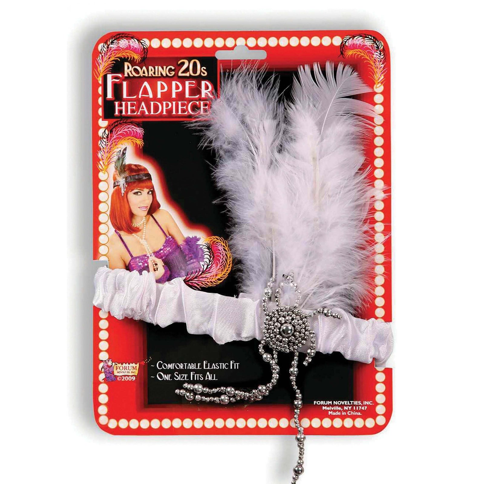 Flapper Headband White Feathers Costume Accessory 1