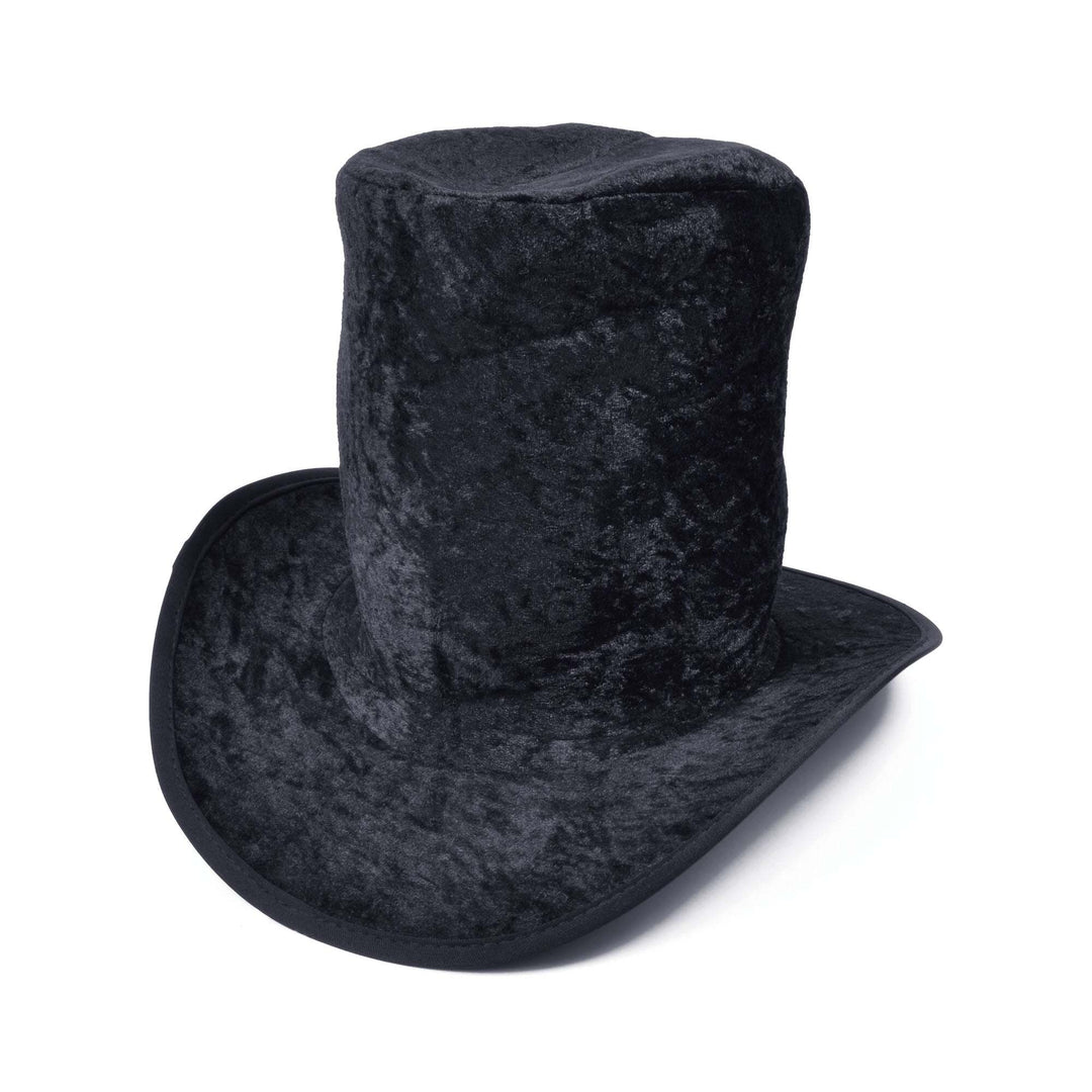 Top Hat Black Crushed Velvet Wide Brim 1