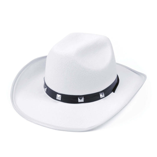 White Felt Cowboy Studded Hat Adult 1