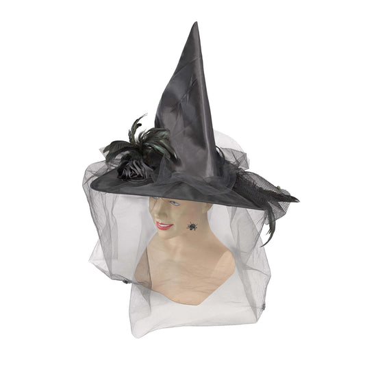 Womens Witch Hat Fancy Black Hats Female Halloween Costume 1