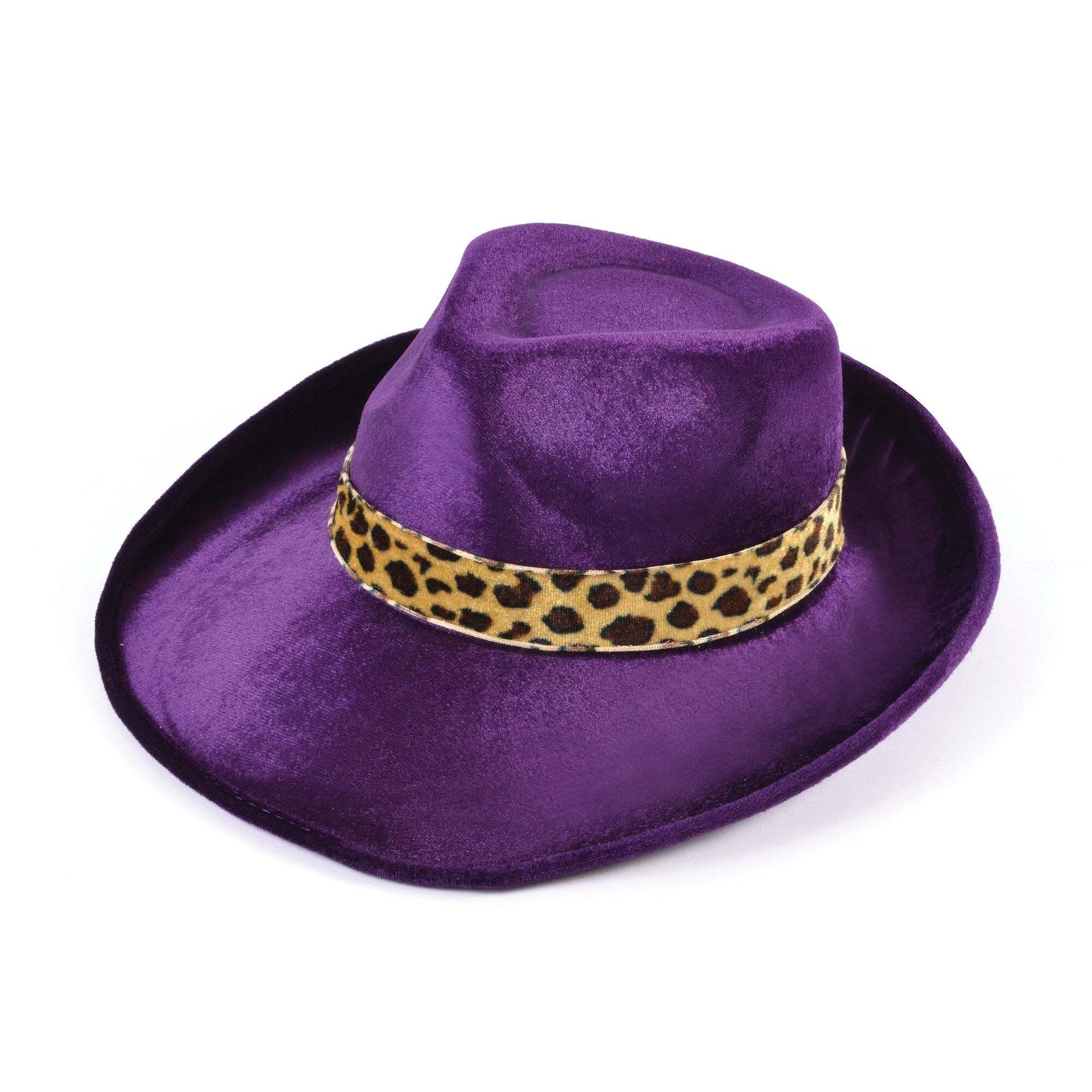 Fedora Velvet Purple Hat with Leopard Band 1
