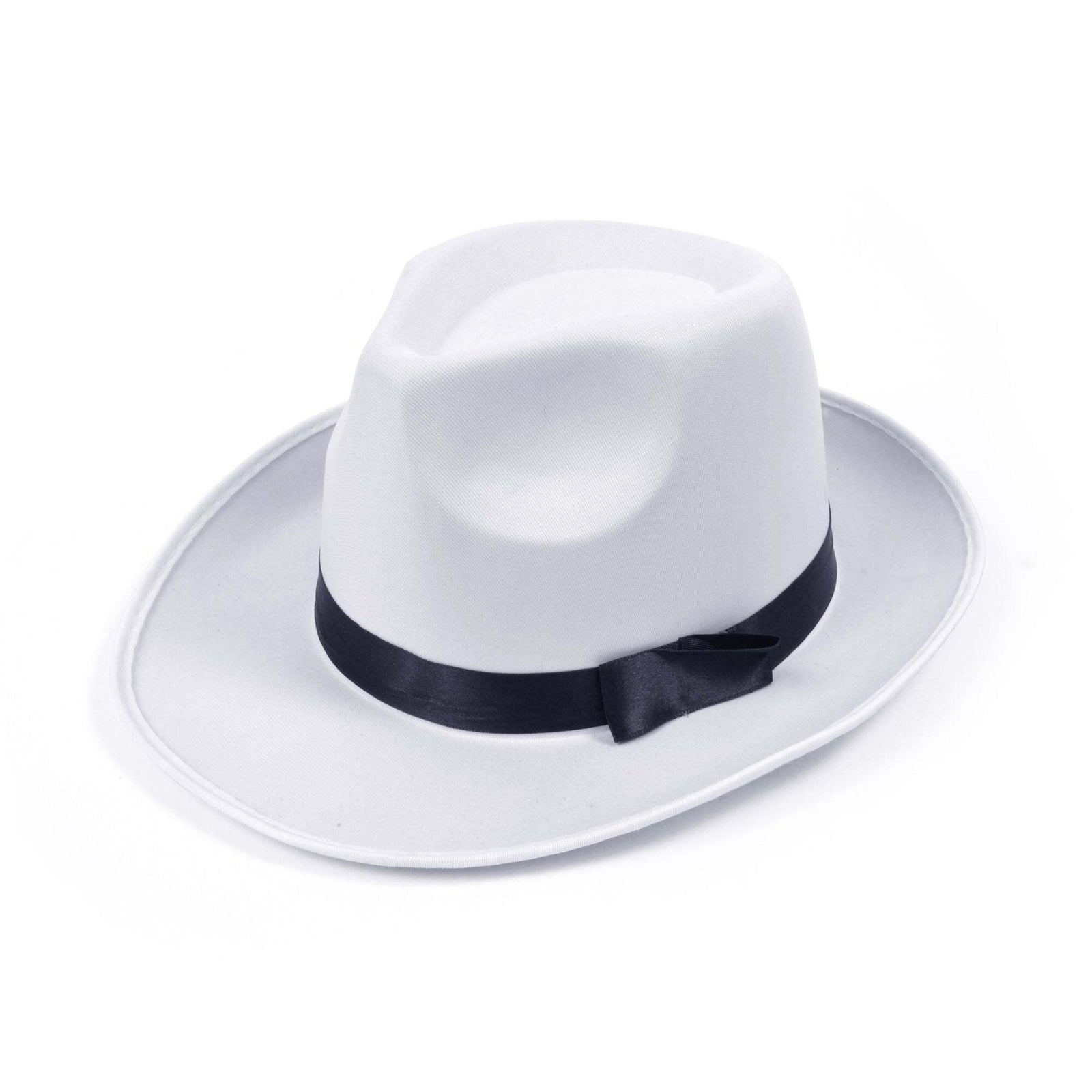 Gangster Hat White Satin Finish Hats Unisex 1