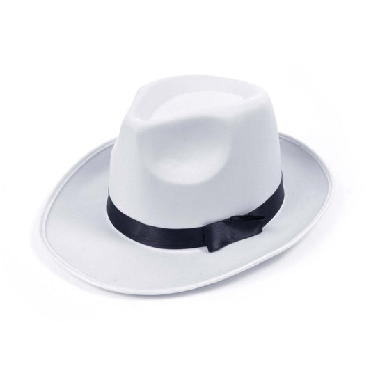 Gangster Hat White Satin Finish Hats Unisex 1