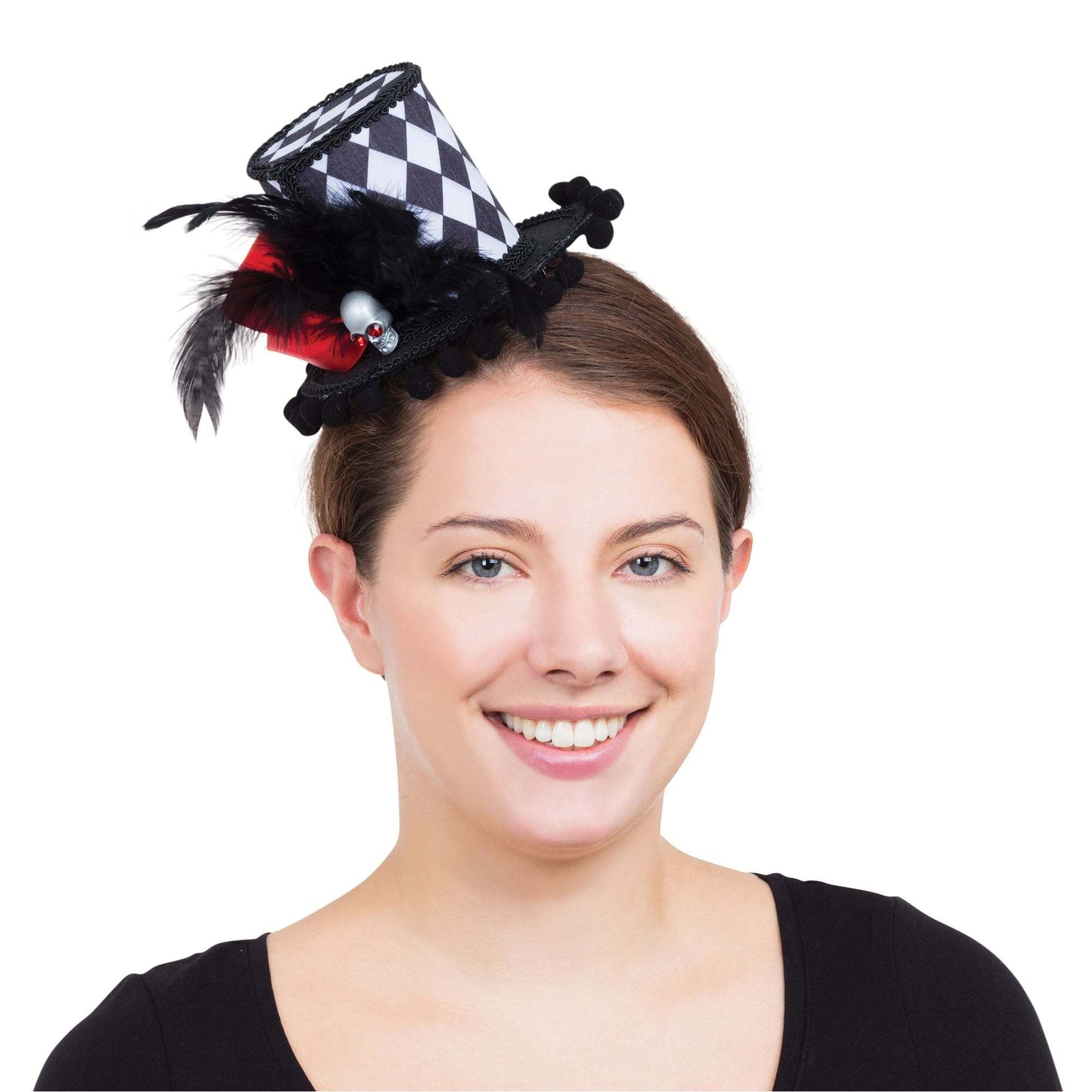 Harlequin Skull Mini Tall Hat Hats Female 1