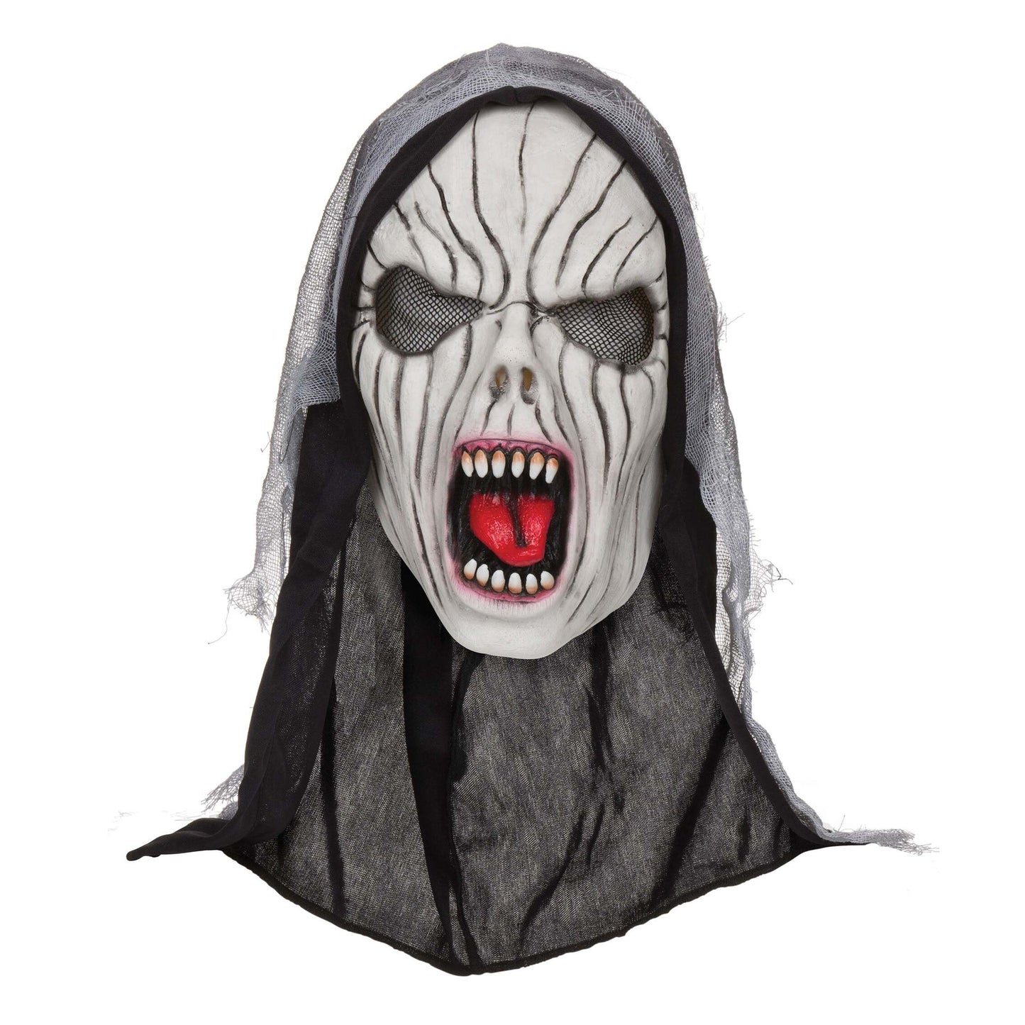 Womens Shrieking Banshee Mask With Hood Rubber Masks Female Halloween Costume 1