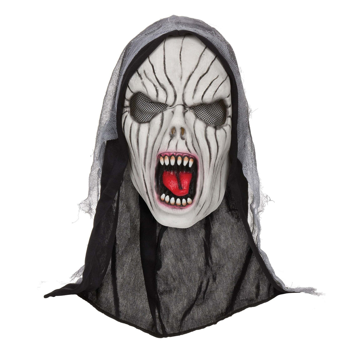 Womens Shrieking Banshee Mask With Hood Rubber Masks Female Halloween Costume 1