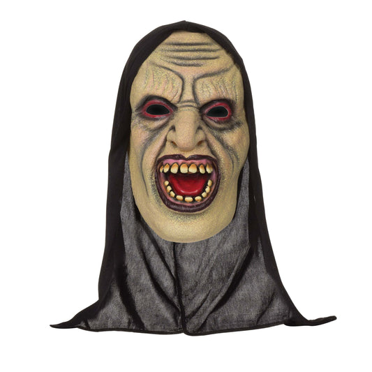 Mens Demon Open Mouthed Mask With Hood Rubber Masks Male Halloween Costume 1