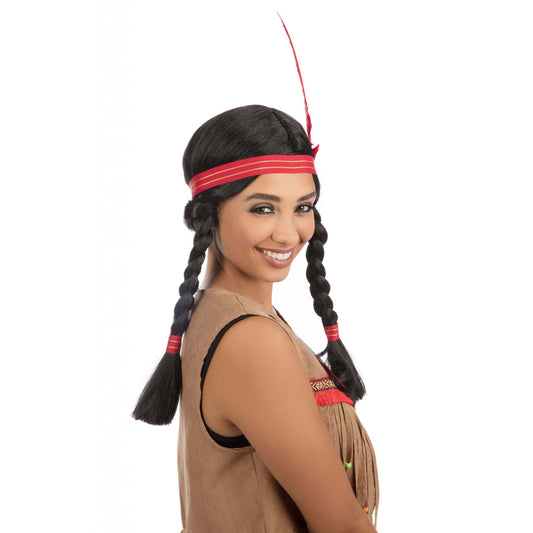 Native American Inspired Womens Indian Squaw Wig Wigs Female Halloween Costume 1