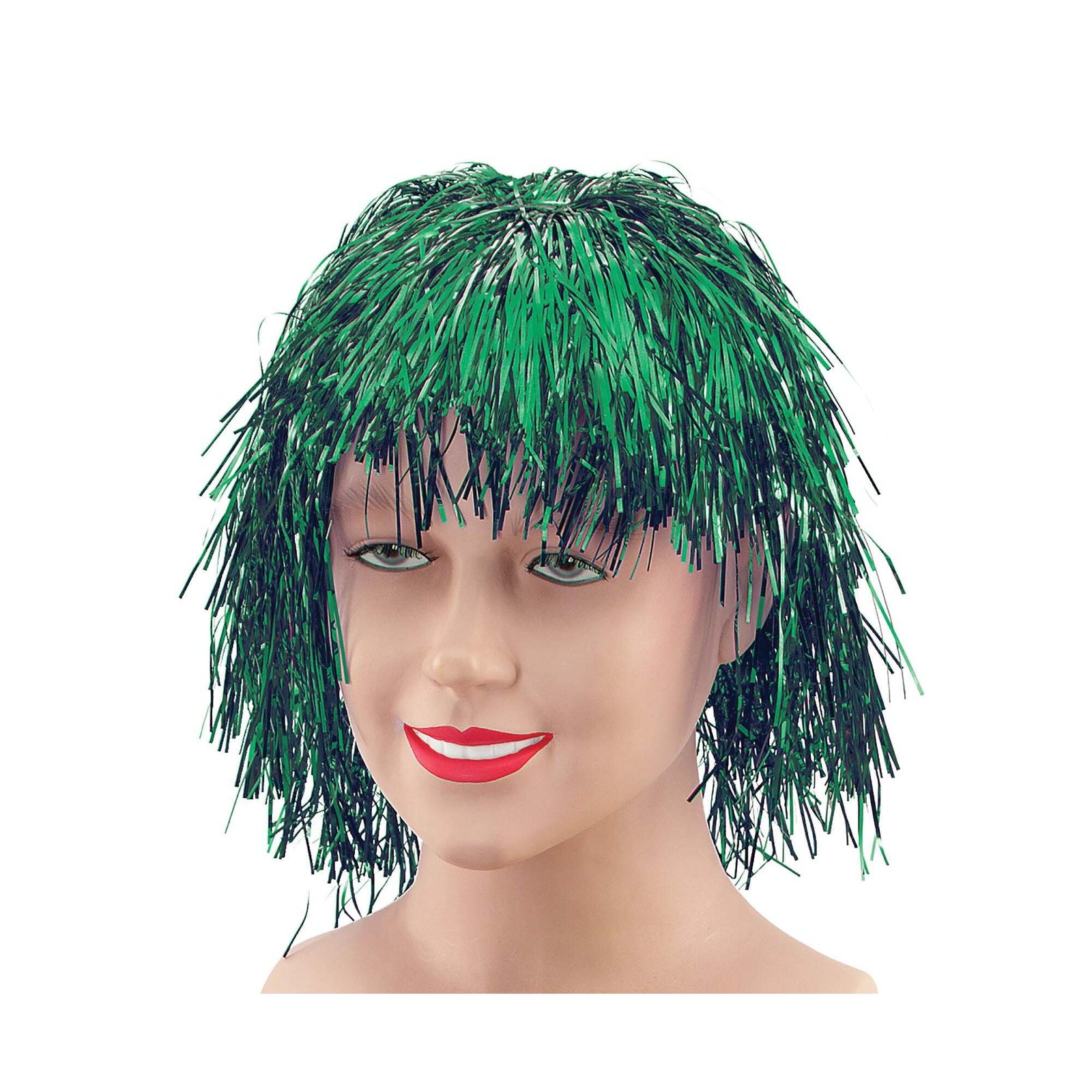 Green Tinsel Wig Fringe Clown Hair 1