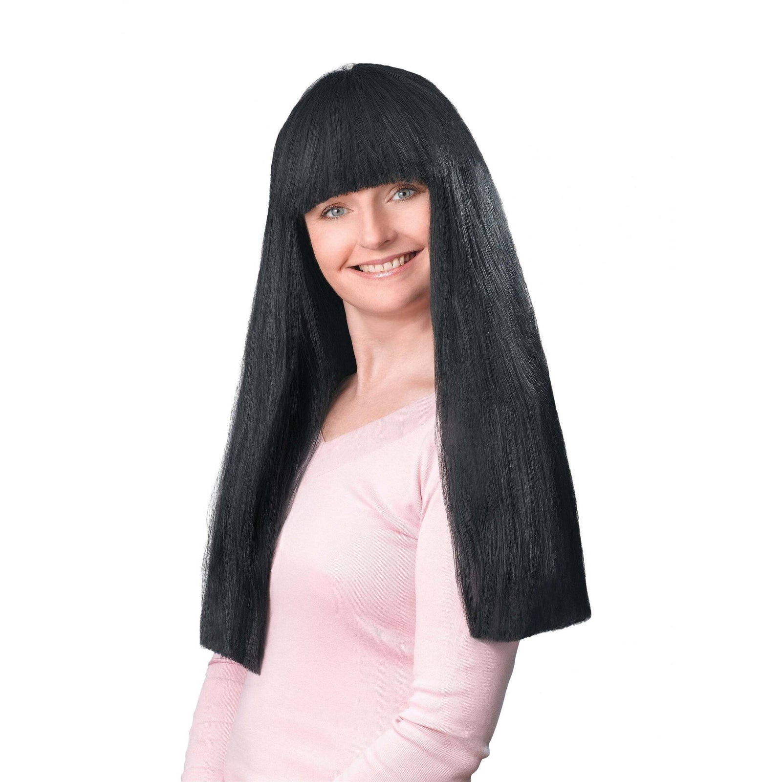 Womens Fringe 24" Black Budget Wig Wigs Female Halloween Costume 1