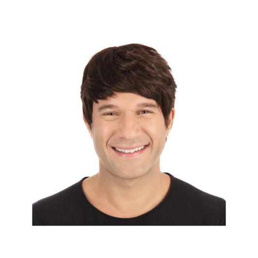 Short Brown Mens Wig Boy Band Beatles Style 1