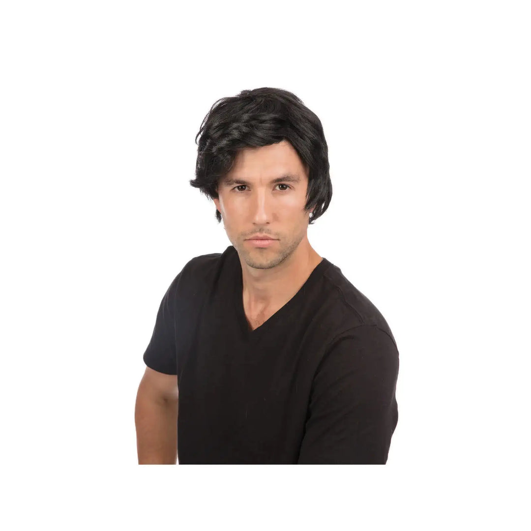 Black Wig with Side Parting 1
