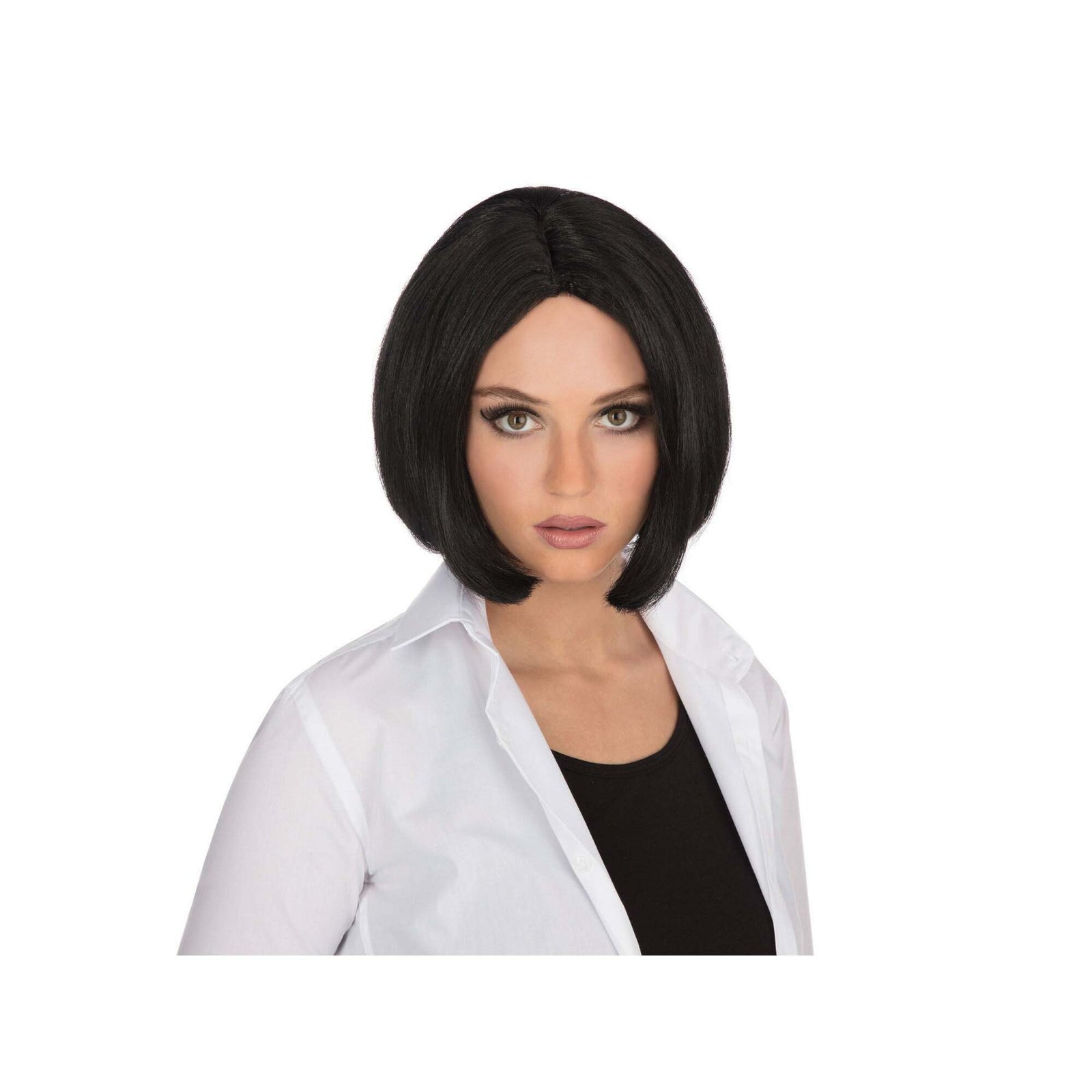 Black Centre Parting Wig Skin Top 1