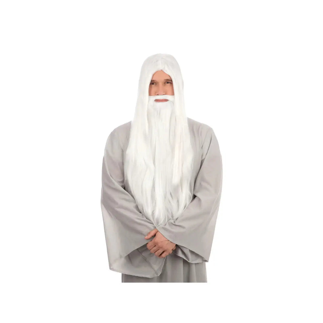 White Wizard Wig and Long Beard Gandalf Hair 1