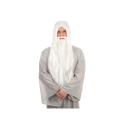 White Wizard Wig and Long Beard Gandalf Hair 1