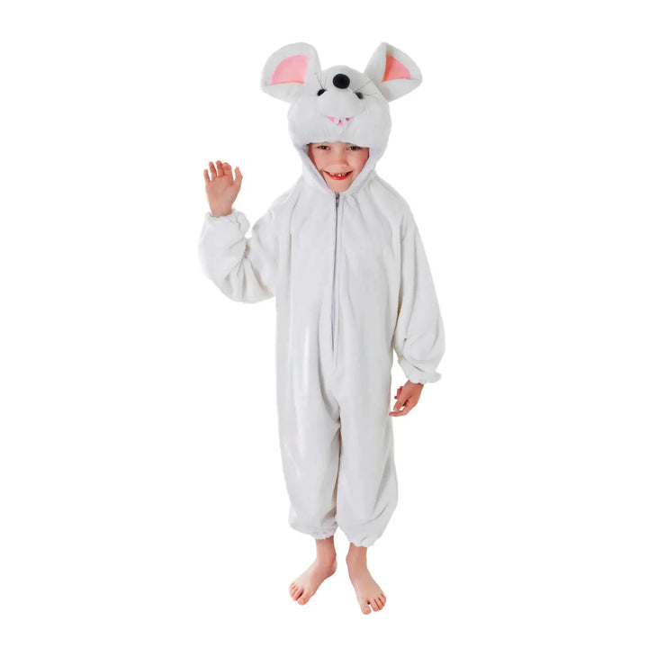 Mouse Costume Plush White Jumpsuit for Kids 1