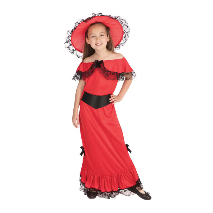 Scarlet O Hara Girls Costume Red Dress with Hat 1