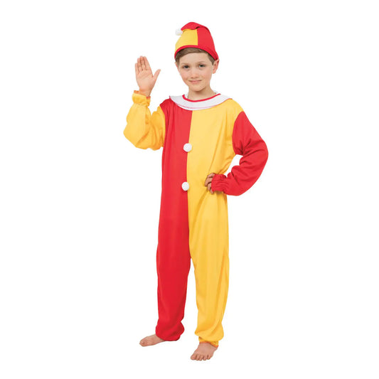 Jester Boys Clown Costume with Colorful Jumpsuit & Hat 1