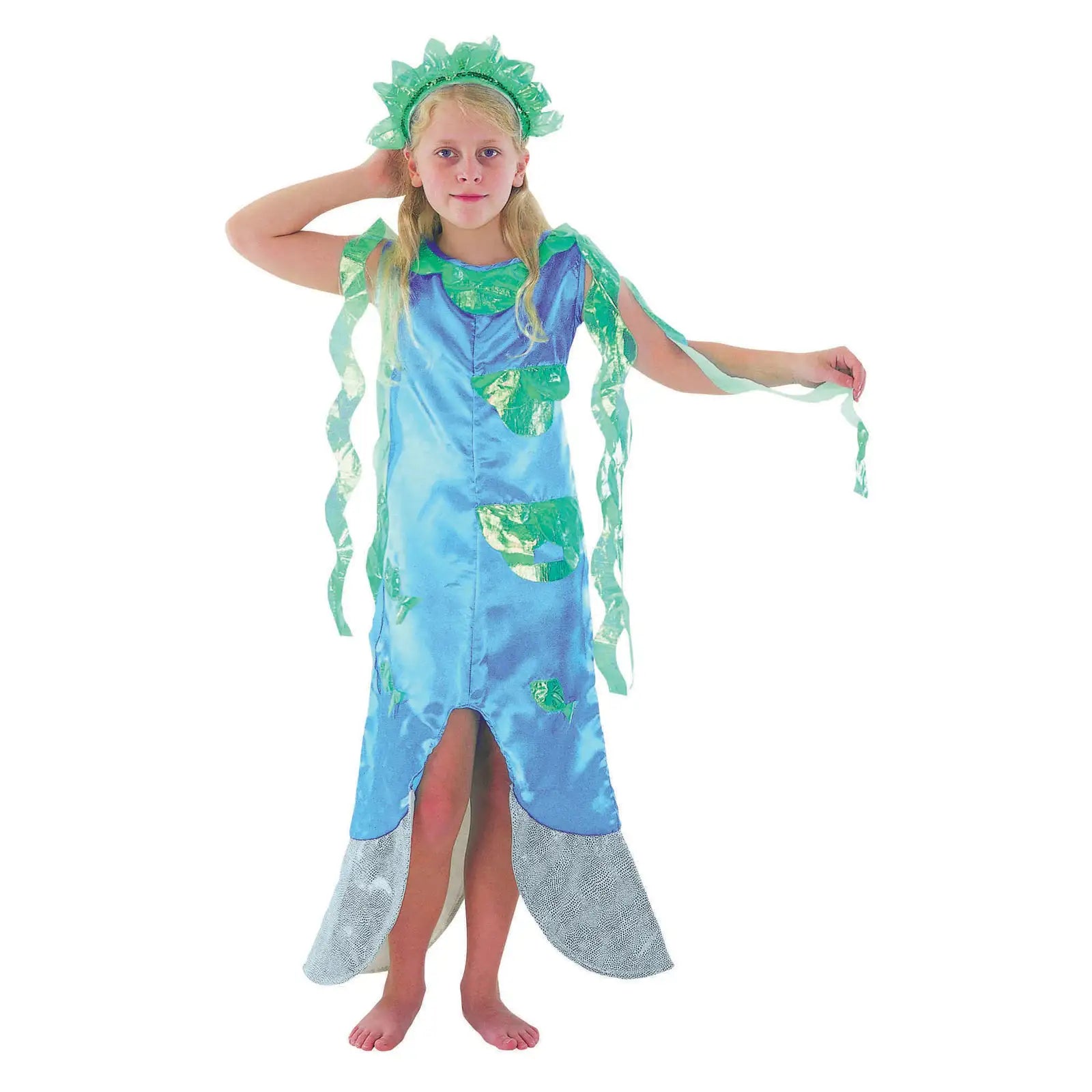 Girls Mermaid Costume with Dress & Seaweed Crown 1