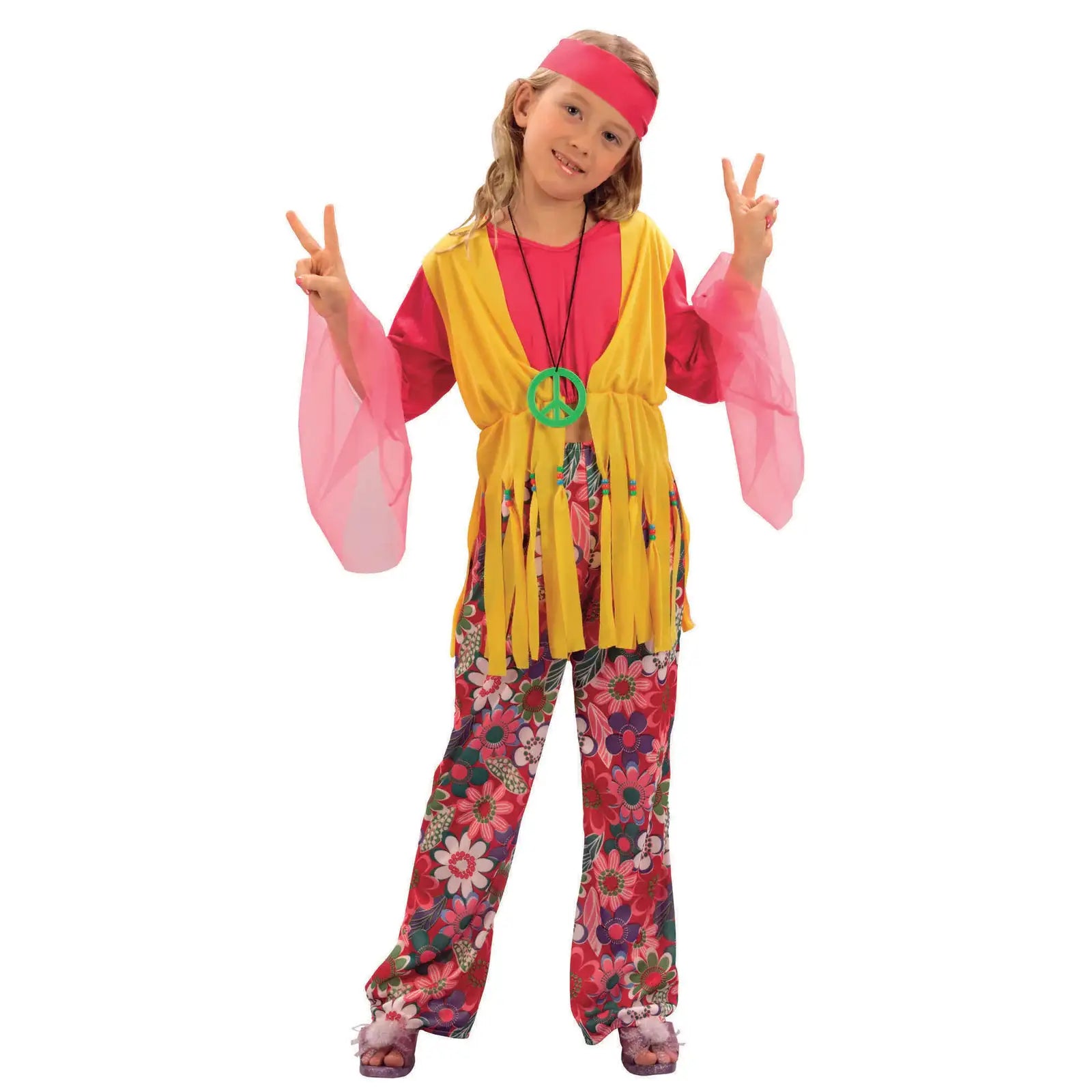 Hippy Girl Costume Flower Power Ensemble 1