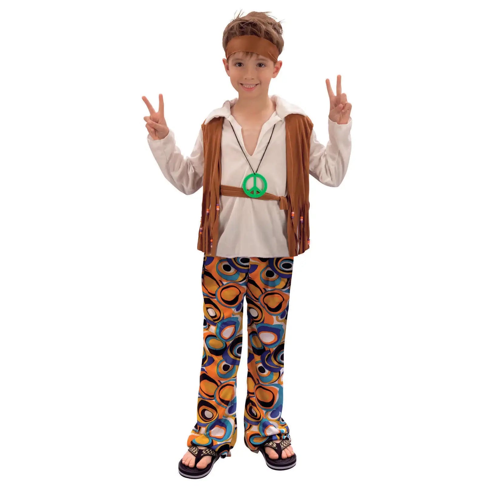 Hippy Boy Costume Retro 60s Peace & Love Outfit 1
