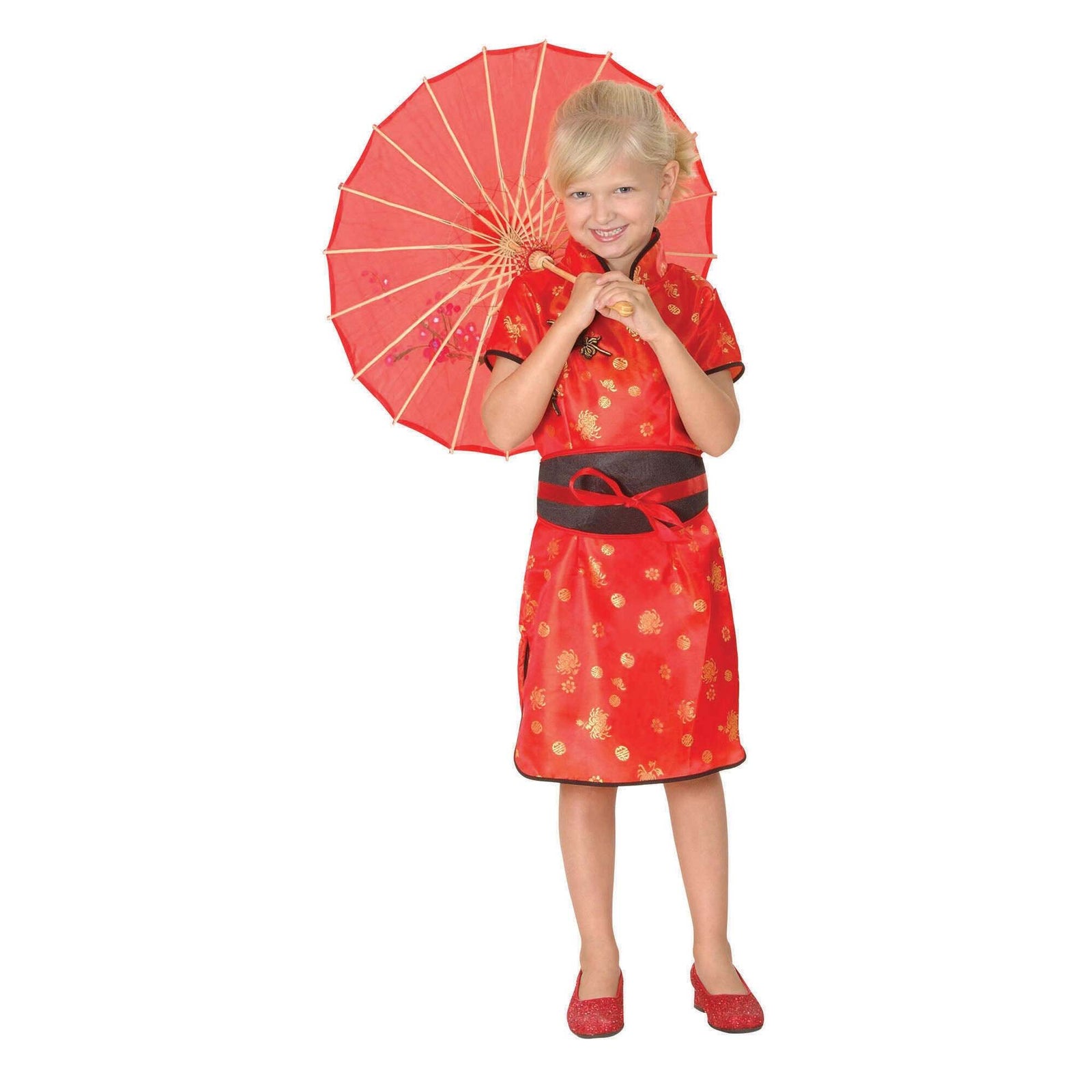 Chinese Girl Costume Red Oriental Dress 1