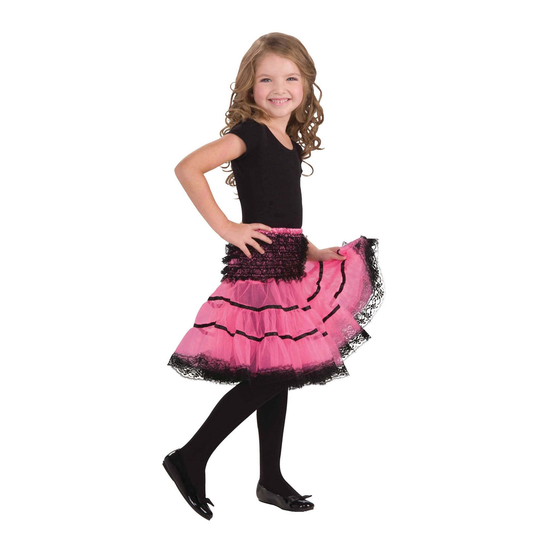 Girls Crinoline Slip Pink Black Childrens Costume Female Halloween 1