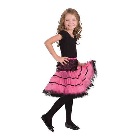 Girls Crinoline Slip Pink Black Childrens Costume Female Halloween 1