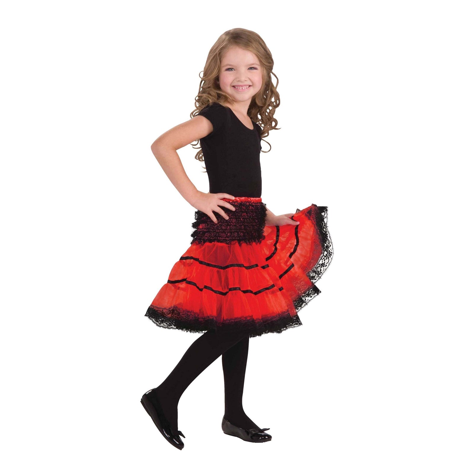 Girls Crinoline Slip Red Black Childrens Costume Female Halloween 1
