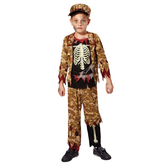 Skeleton Boy Soldier Costume Zombie Army 1