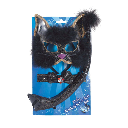 Womens Black Glitter Cat Set Instant Disguise Female Halloween Costume 1