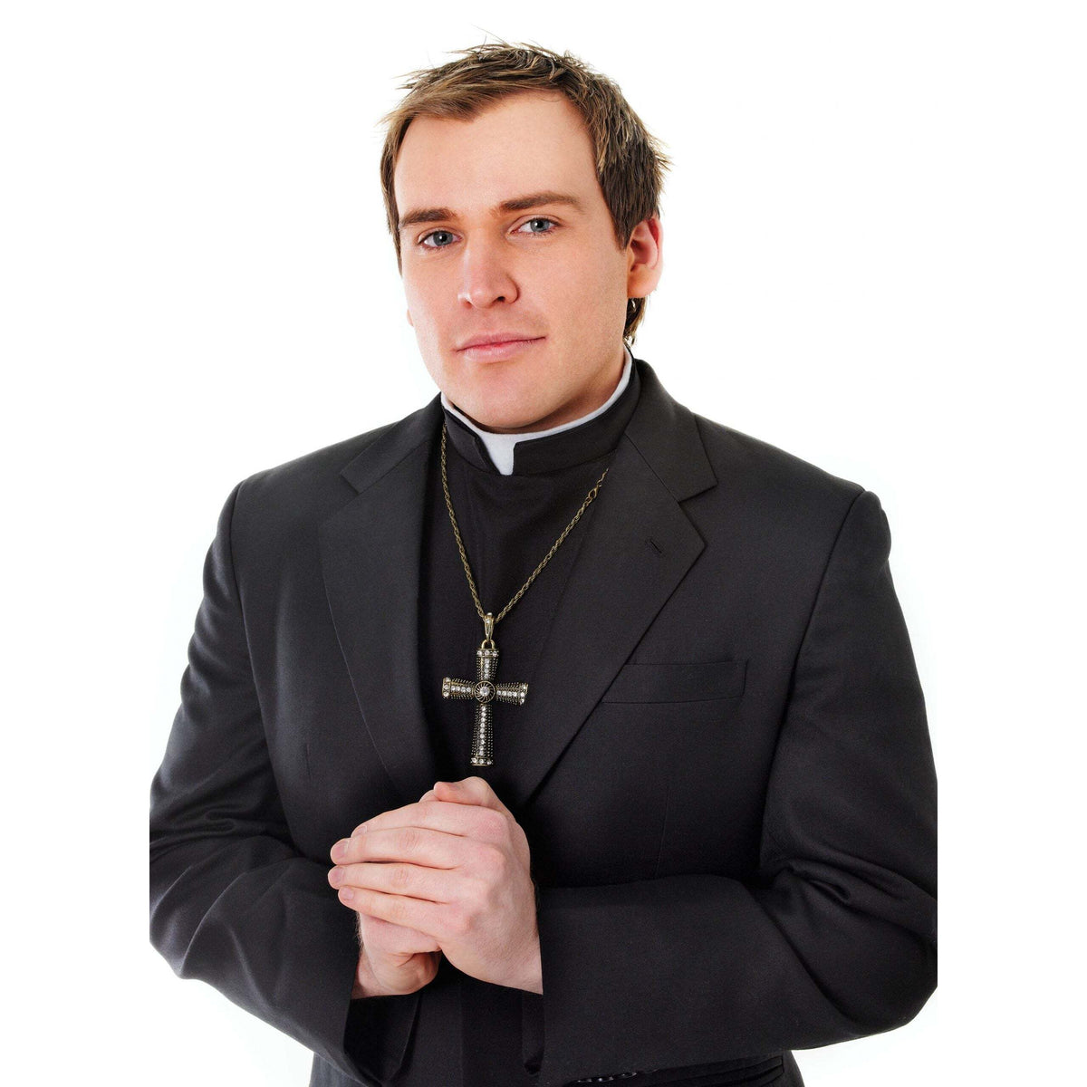 Priest Costume Instant Shirt Front with Collar Disguise 1