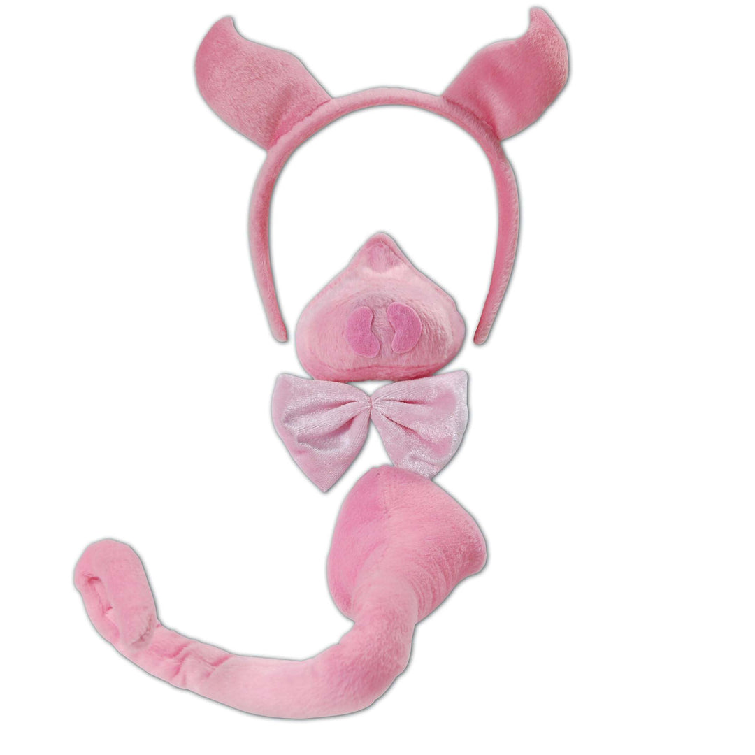 Pig Set with Sound Instant Costume Disguise Pink Ears Nose Tie Tail 1