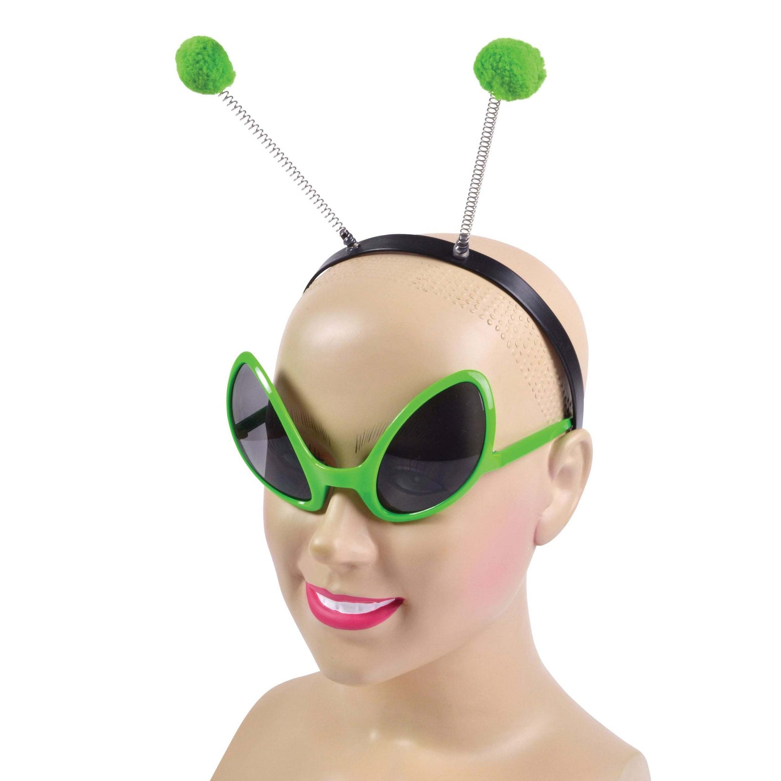 Alien Green Glasses and Antenna Boppers Headband 1
