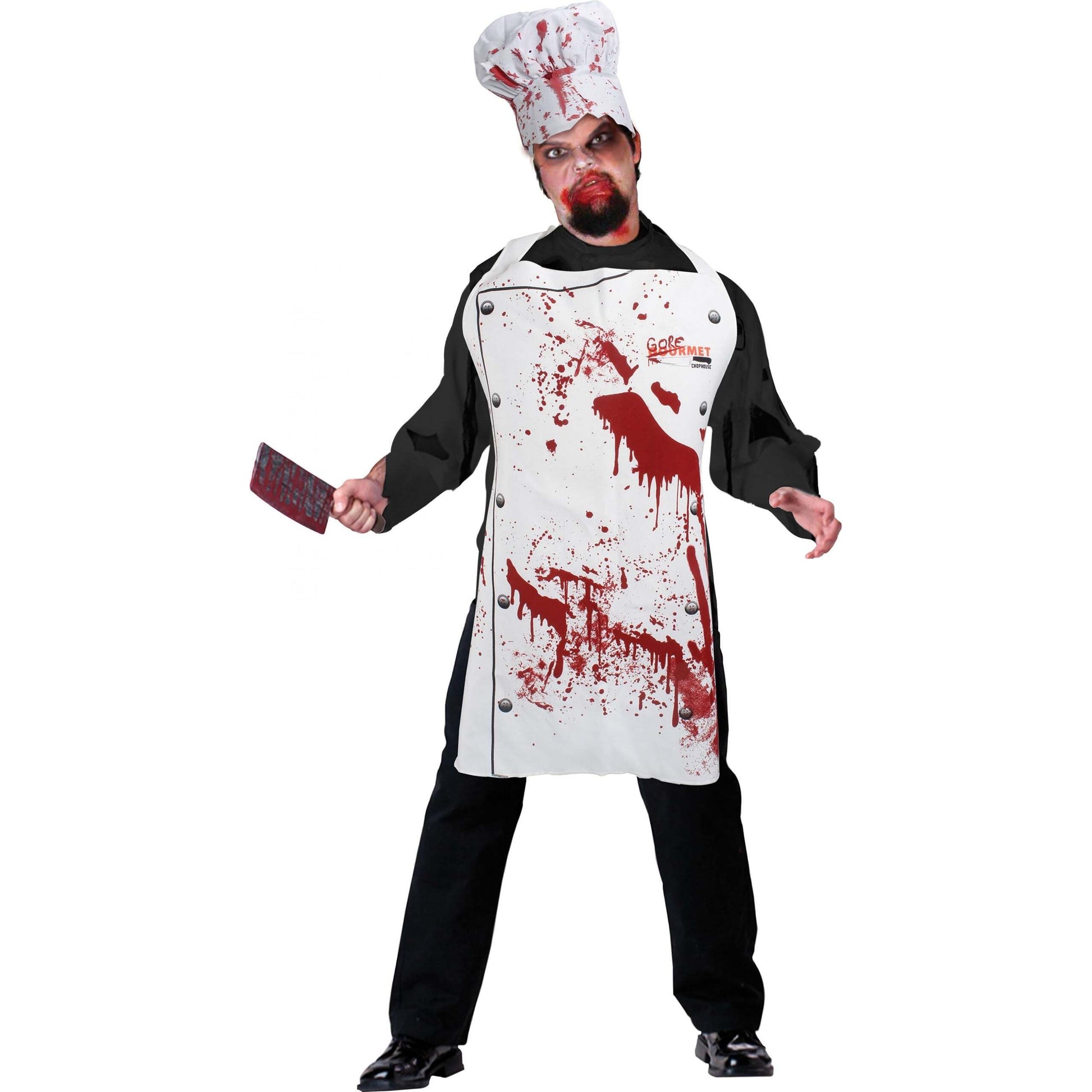 Mens Chef Set Bloody Apron + Hat Instant Disguises Male 1