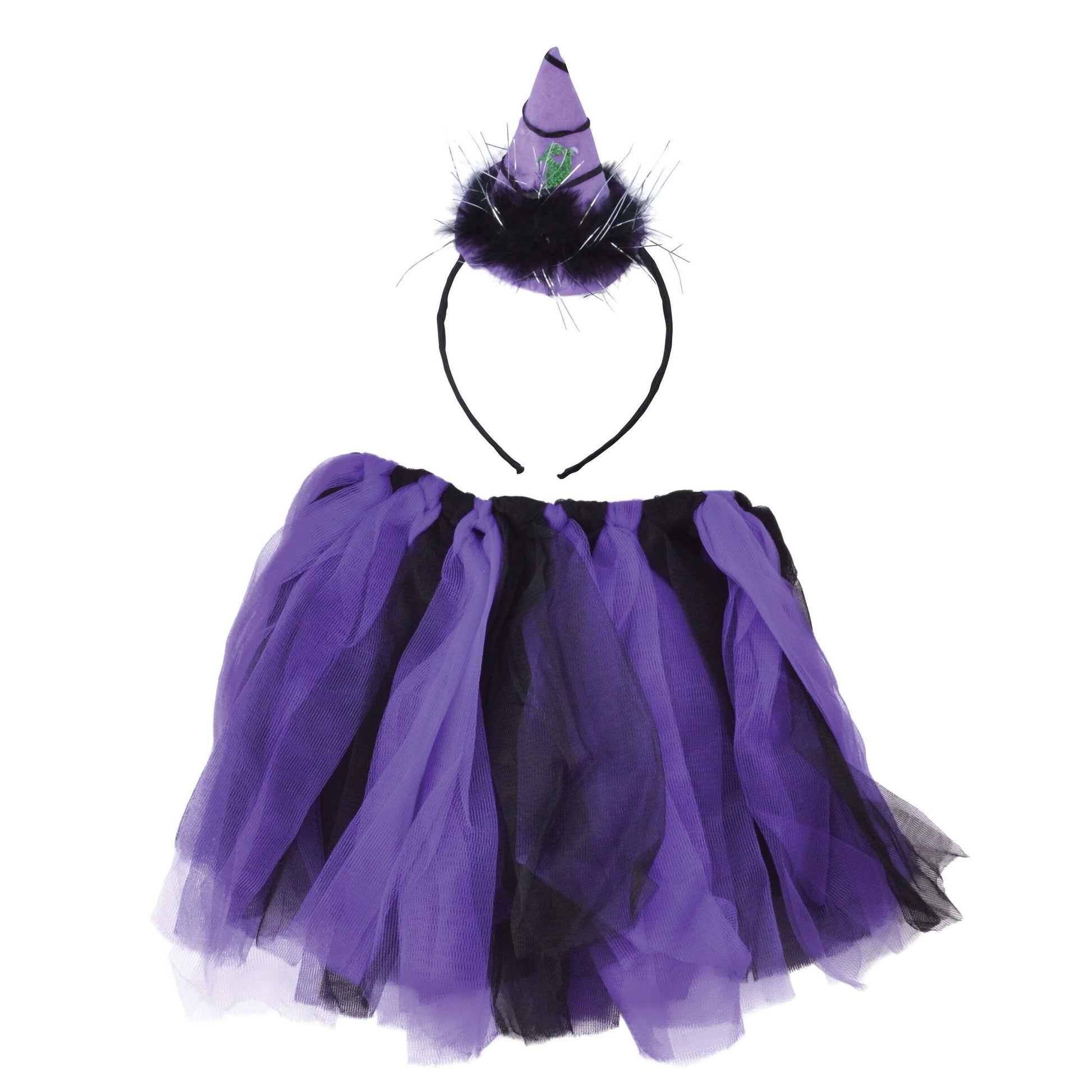 Womens Witch Tutu Purple Black + Headband Instant Disguises Female Halloween Costume 1