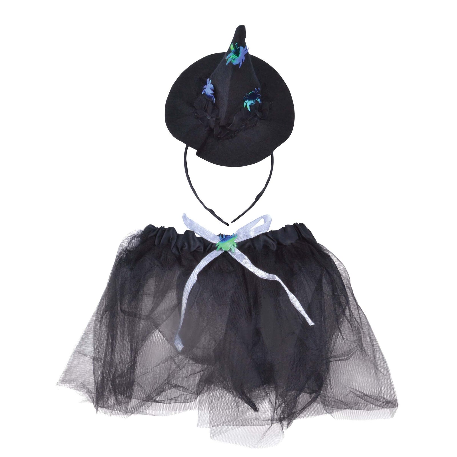 Womens Witch Tutu Black Silver + Headband Instant Disguises Female Halloween Costume 1
