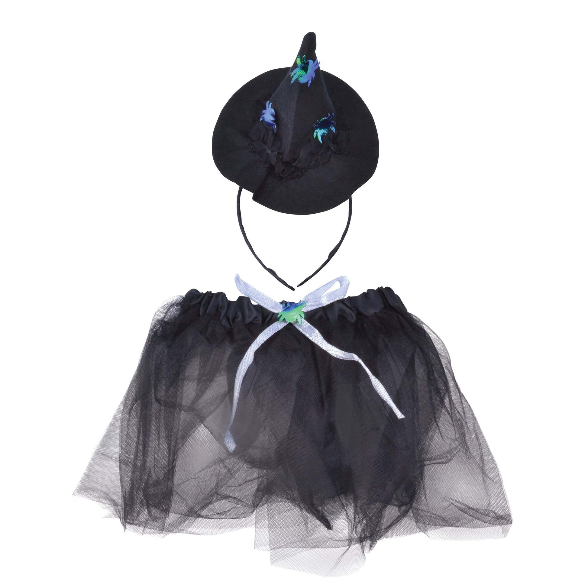 Womens Witch Tutu Black Silver + Headband Instant Disguises Female Halloween Costume 1