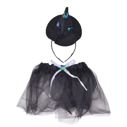 Womens Witch Tutu Black Silver + Headband Instant Disguises Female Halloween Costume 1