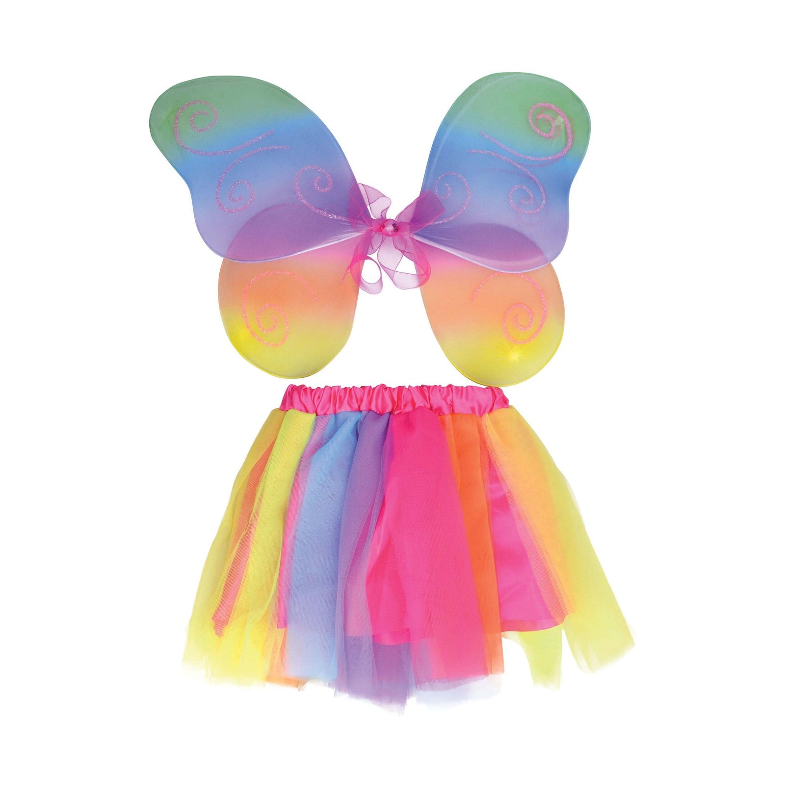 Girls Fairy Wings + Tutu Set Rainbow Instant Disguises Female Halloween Costume 1