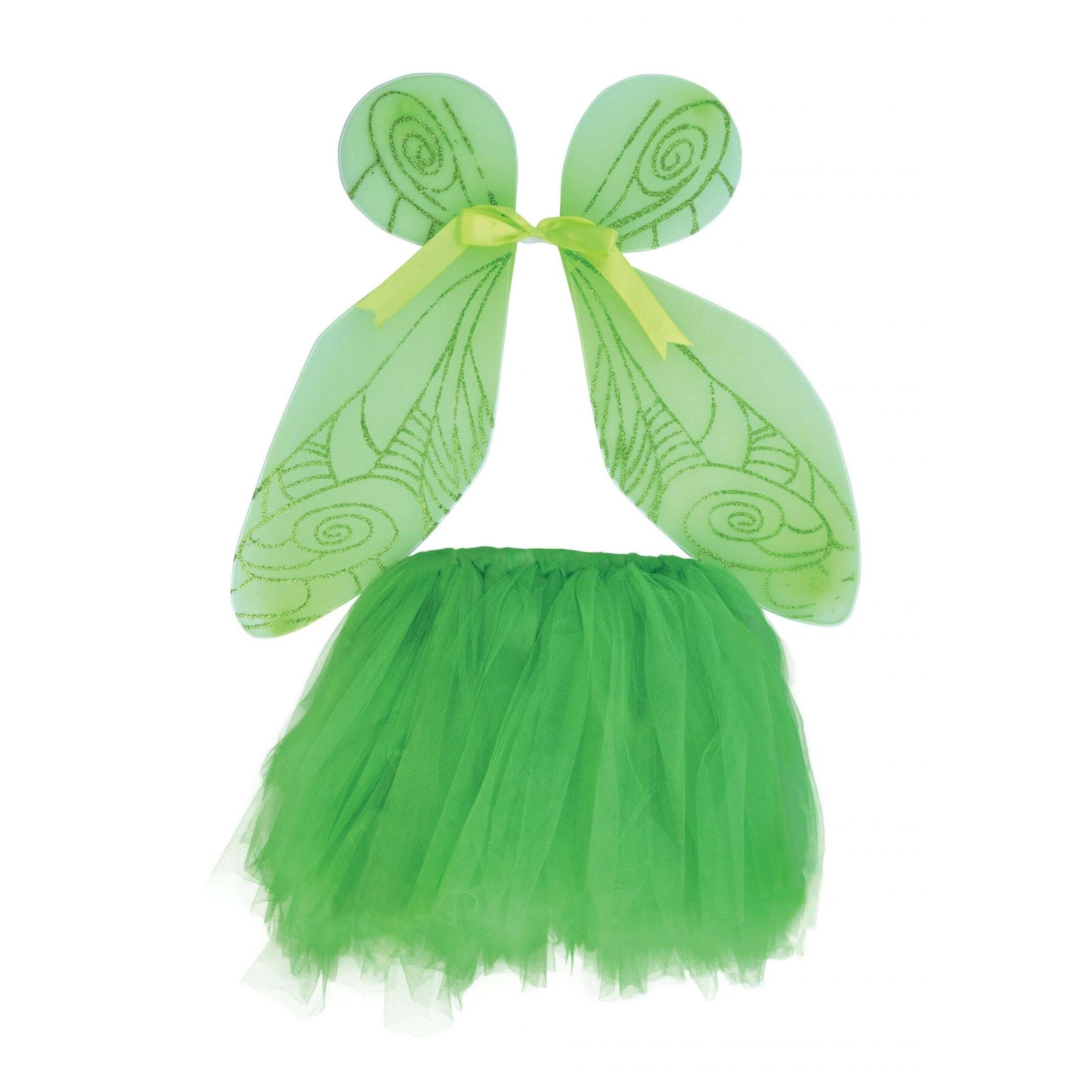Girls Fairy Wings + Tutu Set Green Instant Disguises Female Halloween Costume 1