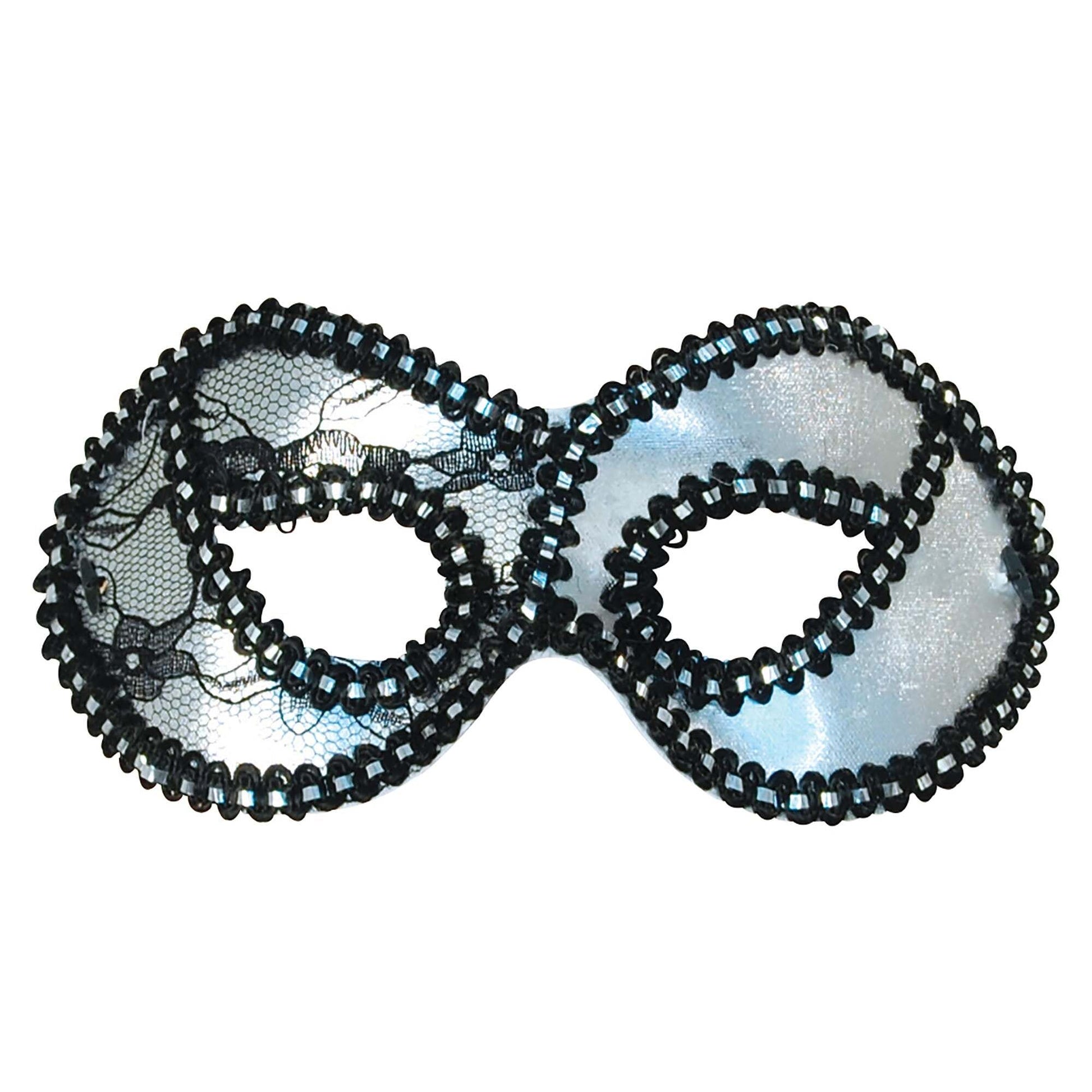 Domino Eye Mask Silver Metallic Lace 1