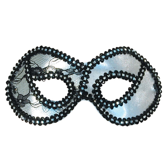 Domino Eye Mask Silver Metallic Lace 1