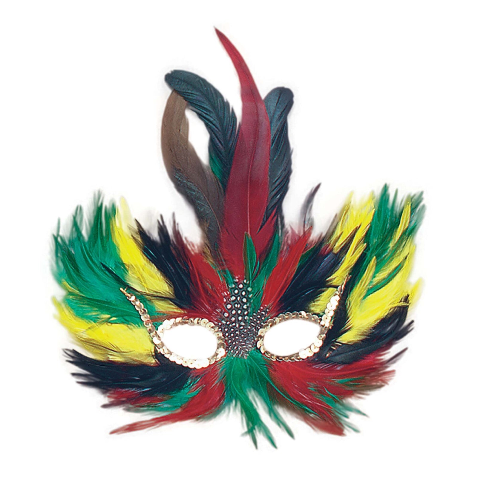 Feather Eye Mask Green Red Yellow Masks Unisex 1