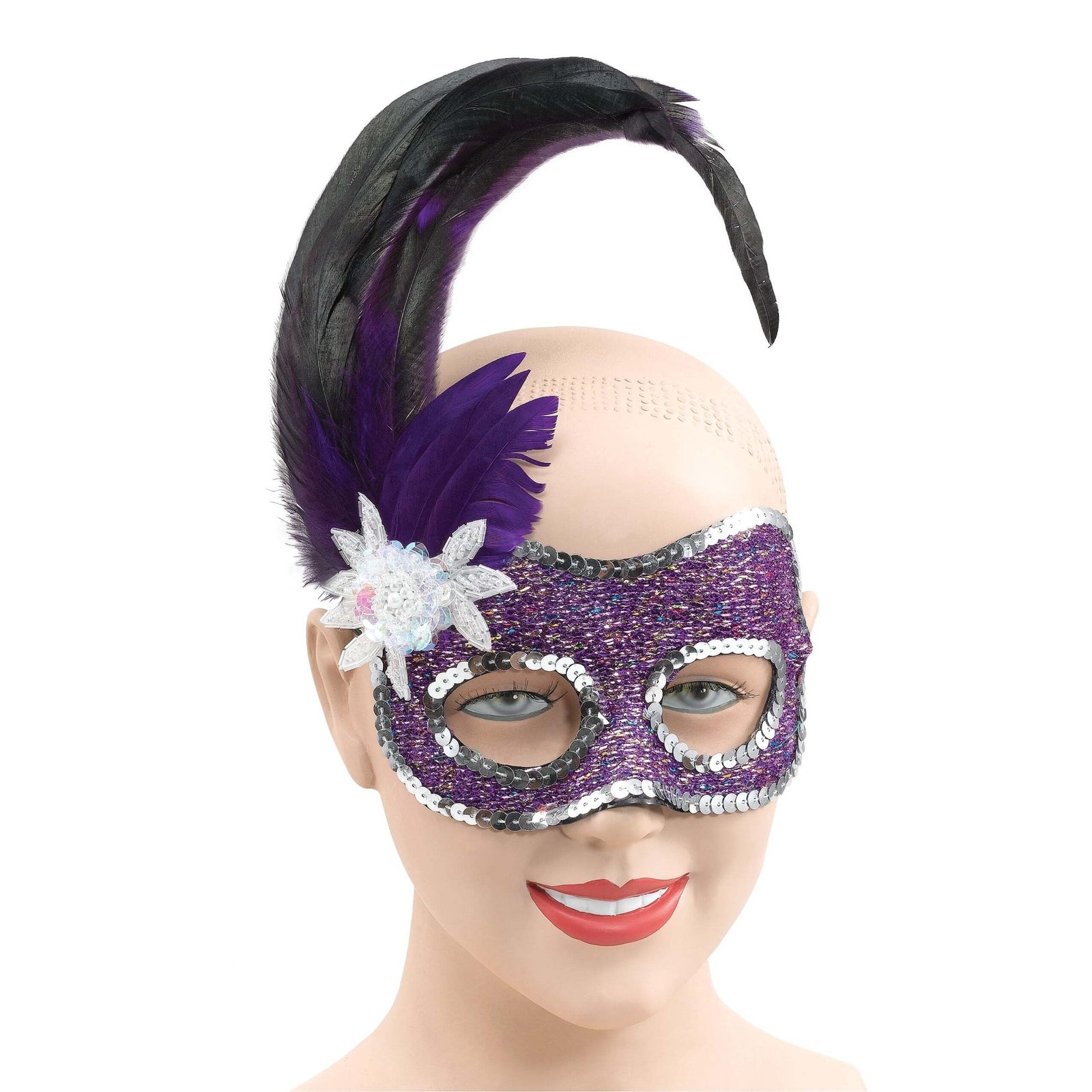 Purple Face Mask Silver Sequins Eye Masks Unisex 1