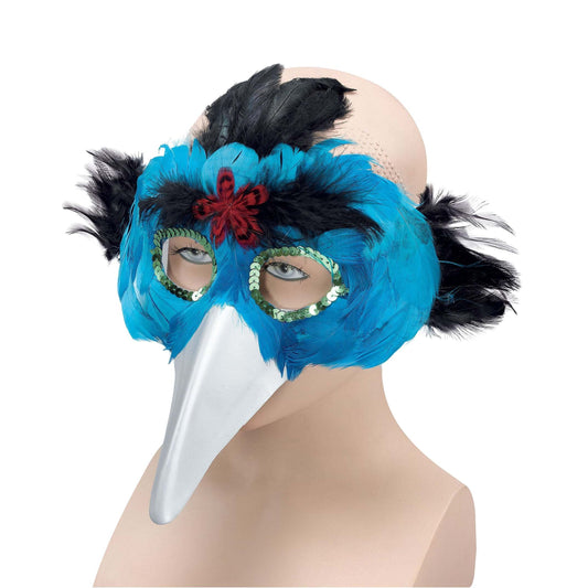 Bird Feather Mask & Beak Turquoise Eye Masks Unisex 1