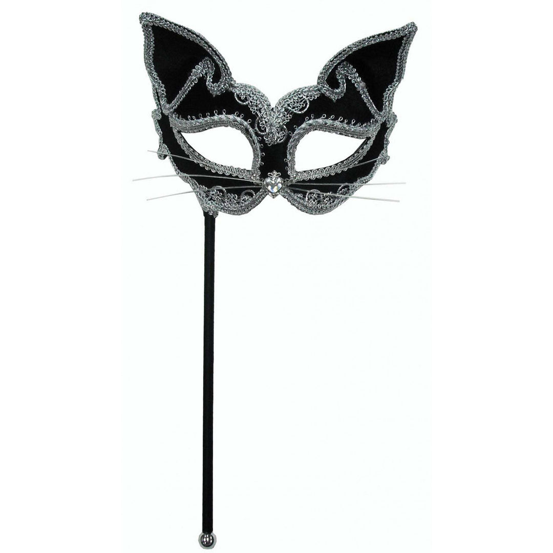 Cat Mask on Stick Eyemask for Masquerade Ball 1