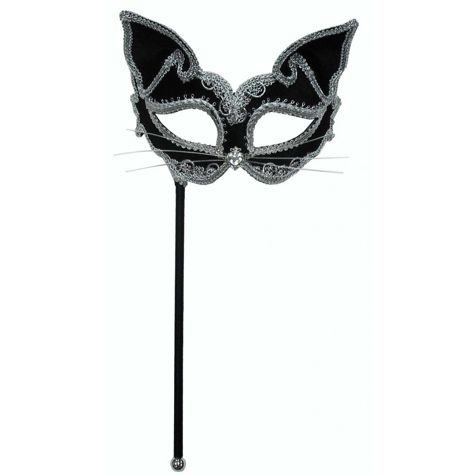 Cat Mask on Stick Eyemask for Masquerade Ball 1