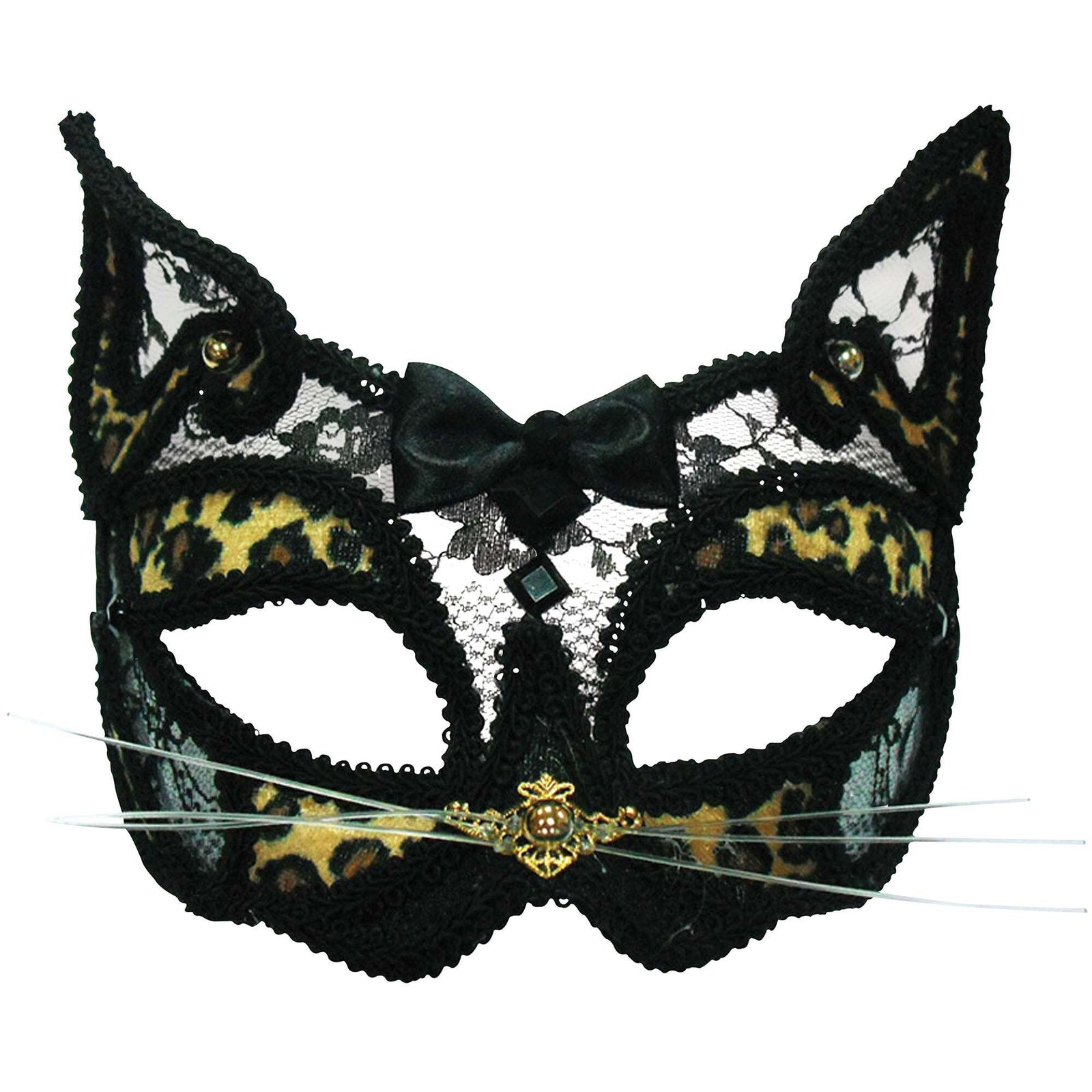 Leopard Mask on Headband Transparent Black Lace 1